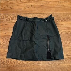 Free People Black Mini Skirt with Zipper Detail